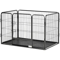 Box per Cani in Metallo con Porta e Vassoio sul Fondo, 109x74x71cm, Grigio