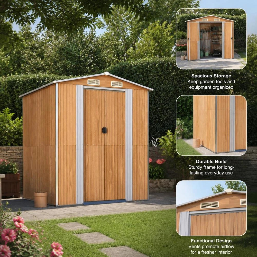 Light Brown Garden Shed, 192x191x223 Cm, Galvanized Steel