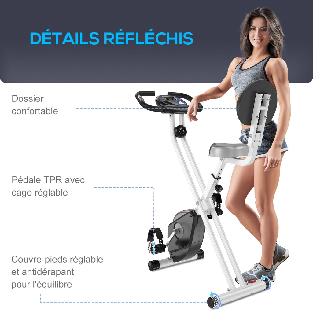Bicicletta da camera pieghevole ¨C zephmum ¨C 8 livelli resistenza, sella regolabile, grigio