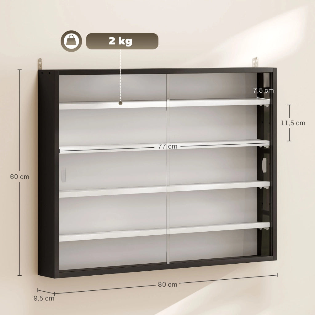 Libreria a muro con ante scorrevoli ¨C zephmum ¨C nero 80x9.5x60 cm