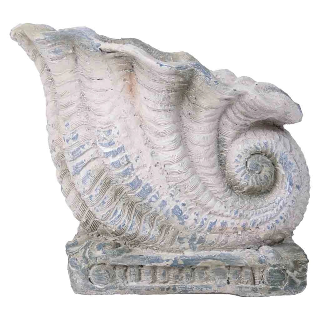 Fioriera a conchiglia color pietra, 65x37x32h cm