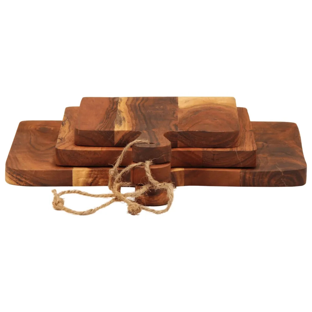 vidaXL Tagliere 3pz in Legno Massello di Acacia