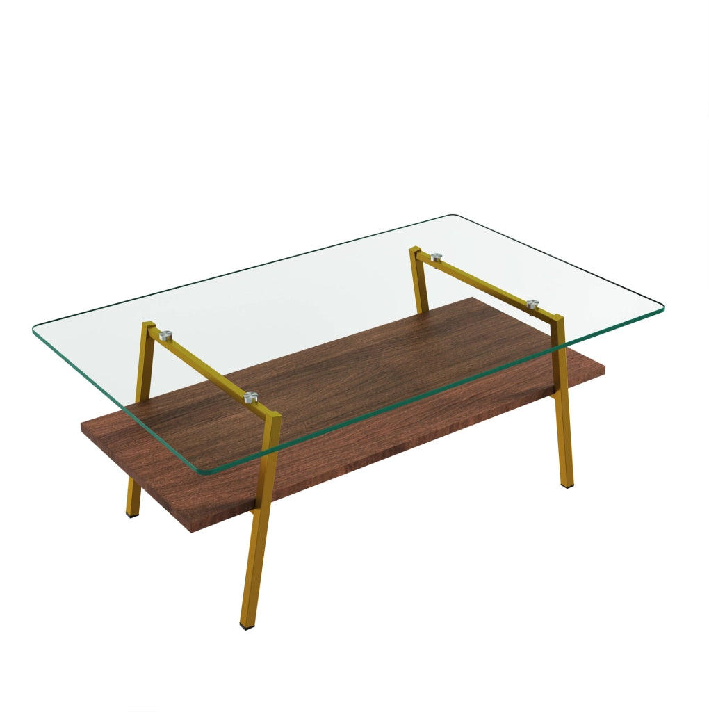 Tavolino da caffè 106x66x9 cm con piano in vetro temperato; base in MDF; rosa cipria e oro