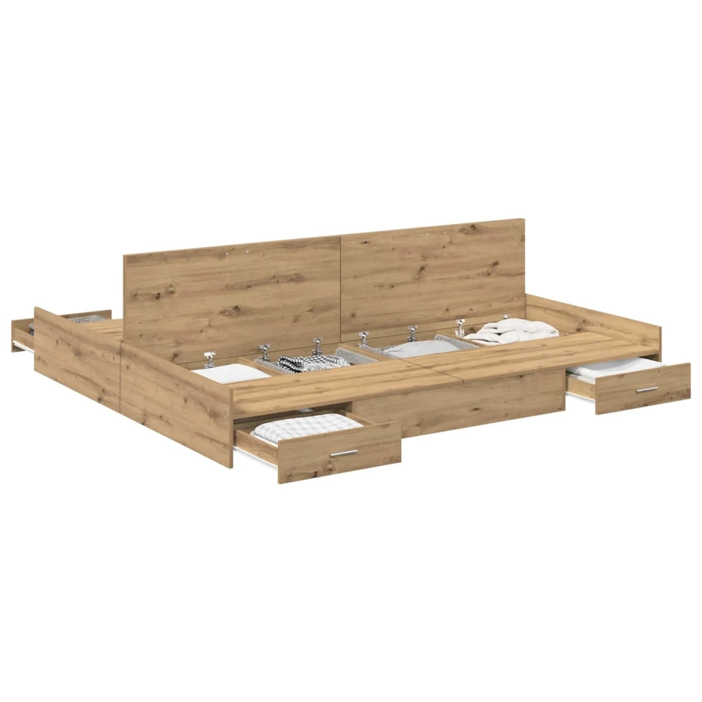 Struttura letto con contenitore Rovere artigianale 180 x 200 cm 3335276