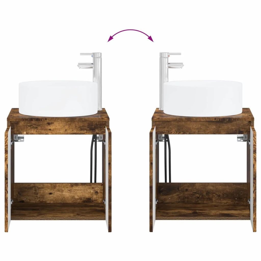 Set di mobili per il bagno 2 pz Rovere Fumo 3404109