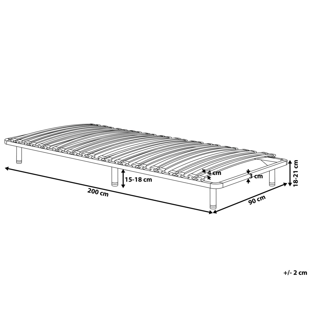Rete a doghe Dimensioni singole 90 x 200 Doghe in legno massello Struttura in metallo sulle gambe