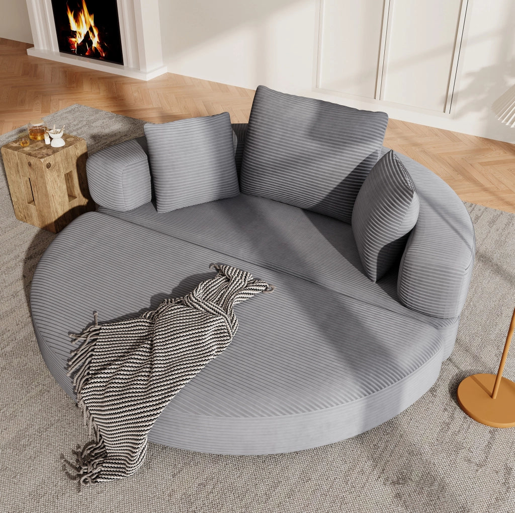 Divano letto pieghevole 173x176 cm in schiuma con 3 cuscini, grigio