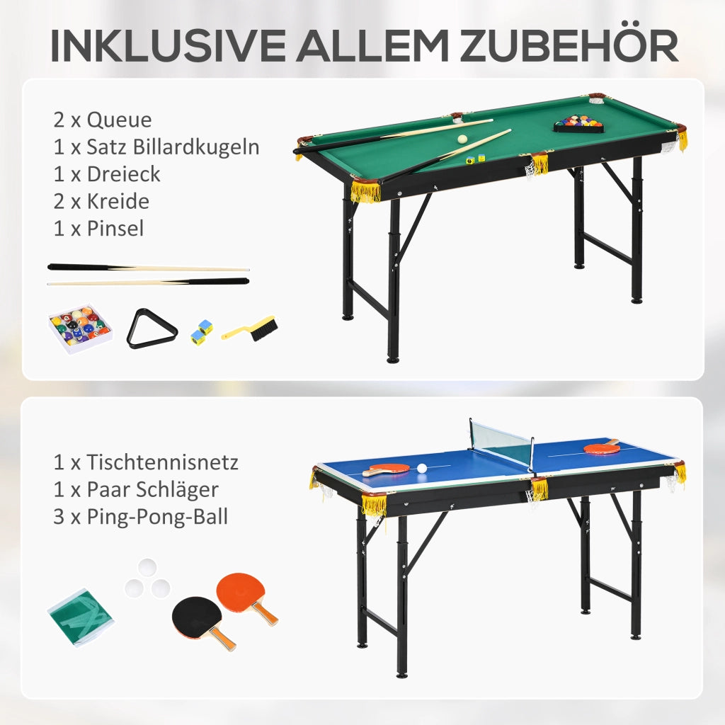Tavolo da Biliardo 2 in 1 con Ping Pong ¨C Xylo ¨C 140x63x80cm Blu/Verde
