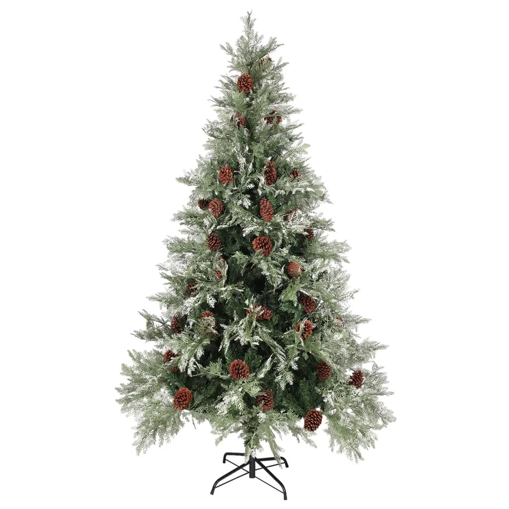 Albero di Natale con LED e Pigne Verde e Bianco 195 cm PVC e PE cod mxl 17965