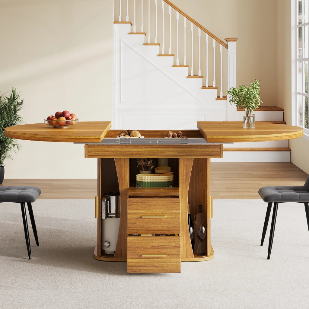 Tavolo da Pranzo Rotondo Allungabile ¨C MINIMAL ¨C Noce, 118-158 cm, 6 Persone