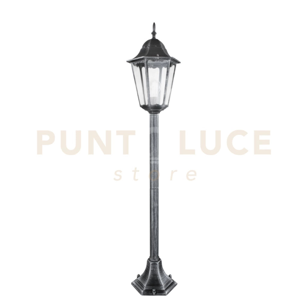 PALETTO FIRENZE NERO E SILVER 1 LUCE ATTACCO E27 IP44 21X21X104CM IN METALLO E VETRO