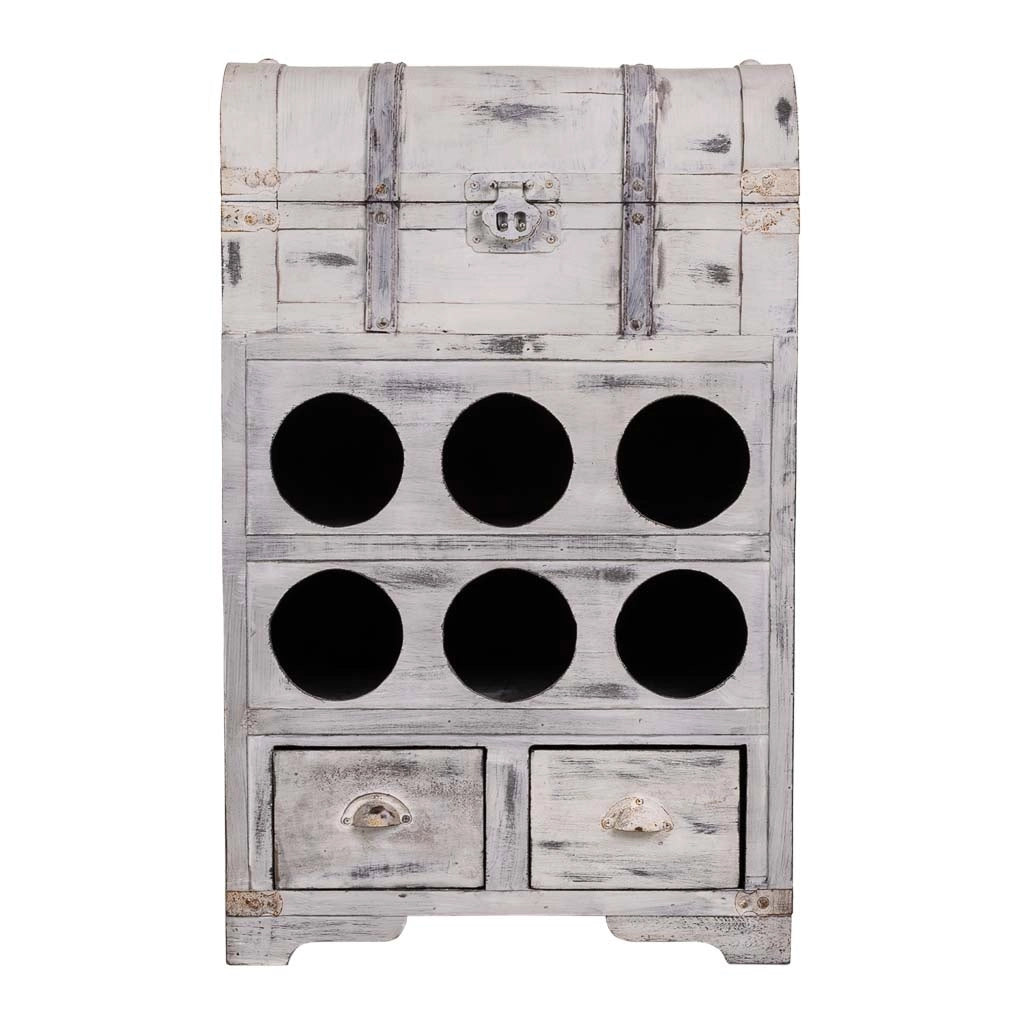 Baule portabottiglie in legno grigio 41x30x64h