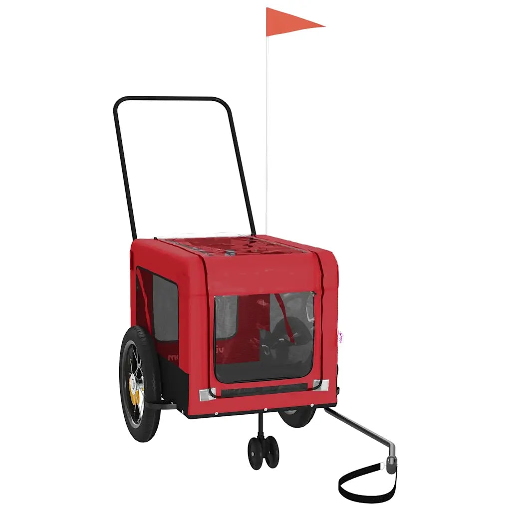 Rimorchio da Bici per Animali Rosso e Nero Oxford e Ferro CFW7977276