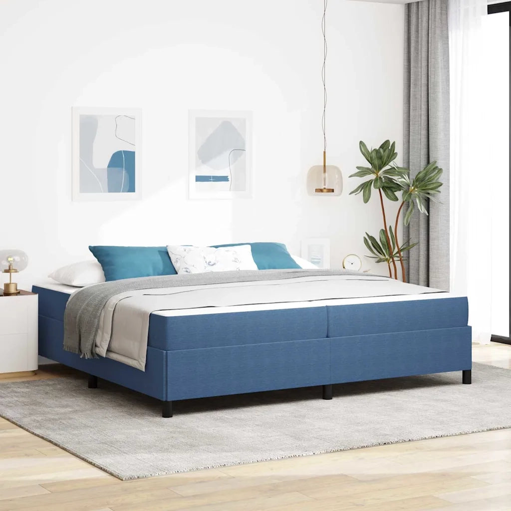 Struttura del letto con materasso Blu 200 x 200 cm Tessuto