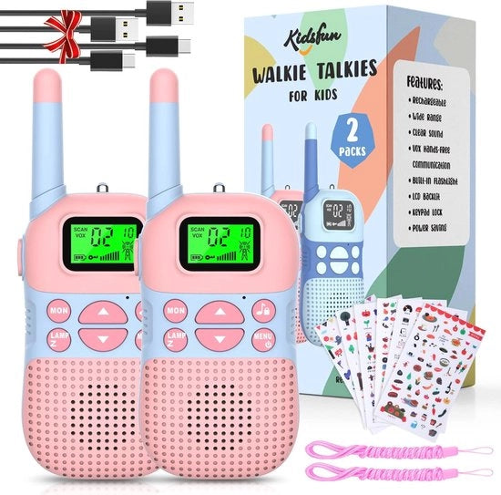 Walkie Talkie per Bambini - Ricarica USB, 5 km di Raggio, Design Ergonomico con Lampada - Giocattolo da Esterno per Ragazzi e Ragazze da 3 Anni