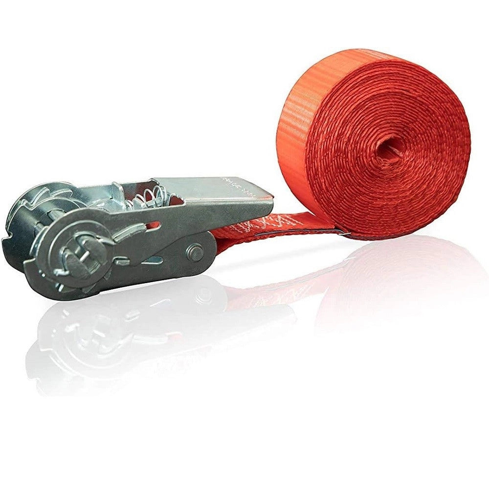 Trade Shop - Cinghia A Cricchetto Monoblocco 500 Dan Lunghezza 4metri Rosso X 25mm Max 500kg -