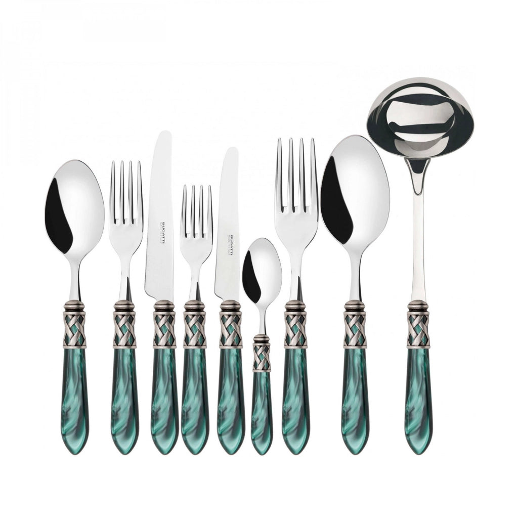 ALADDIN Ghiera Argento Anticato, Posate Set 75 pz, Scatola