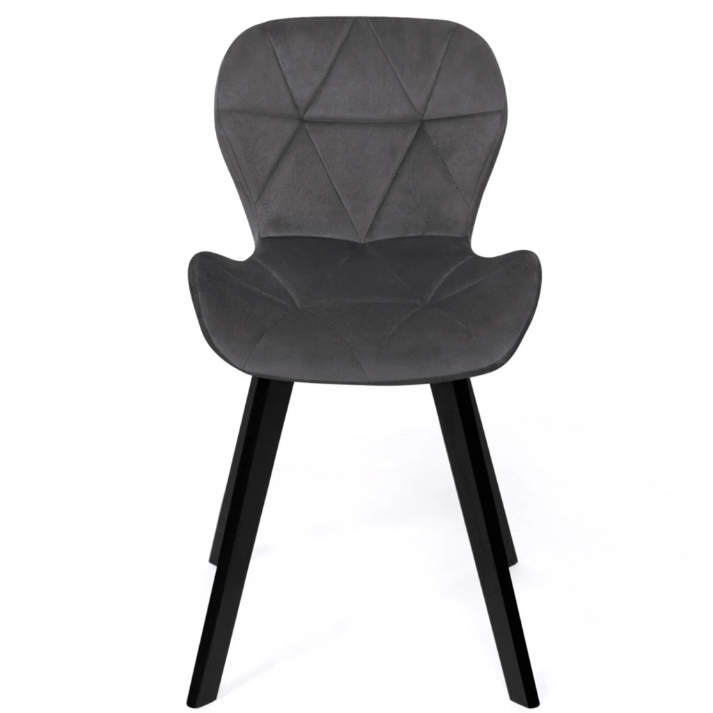 IDMarket - Set di 6 sedie ROBINE in velluto grigio scuro con gambe nere