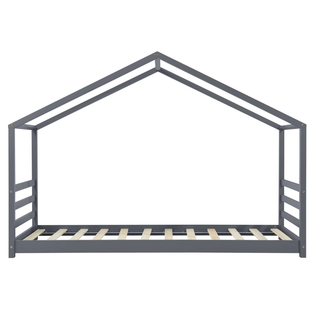 Letto a Casetta per Cameretta Vardø 90x200 cm Legno - Grigio Scuro [en.casa]