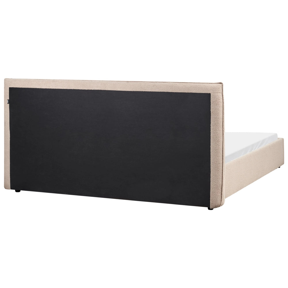 Letto matrimoniale ad acqua in bouclè tortora 180 x 200 cm stile classico minimalista