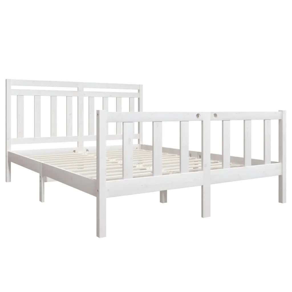 Giroletto-Struttura Letto Bianco in Legno Massello 160x200 cm 605301