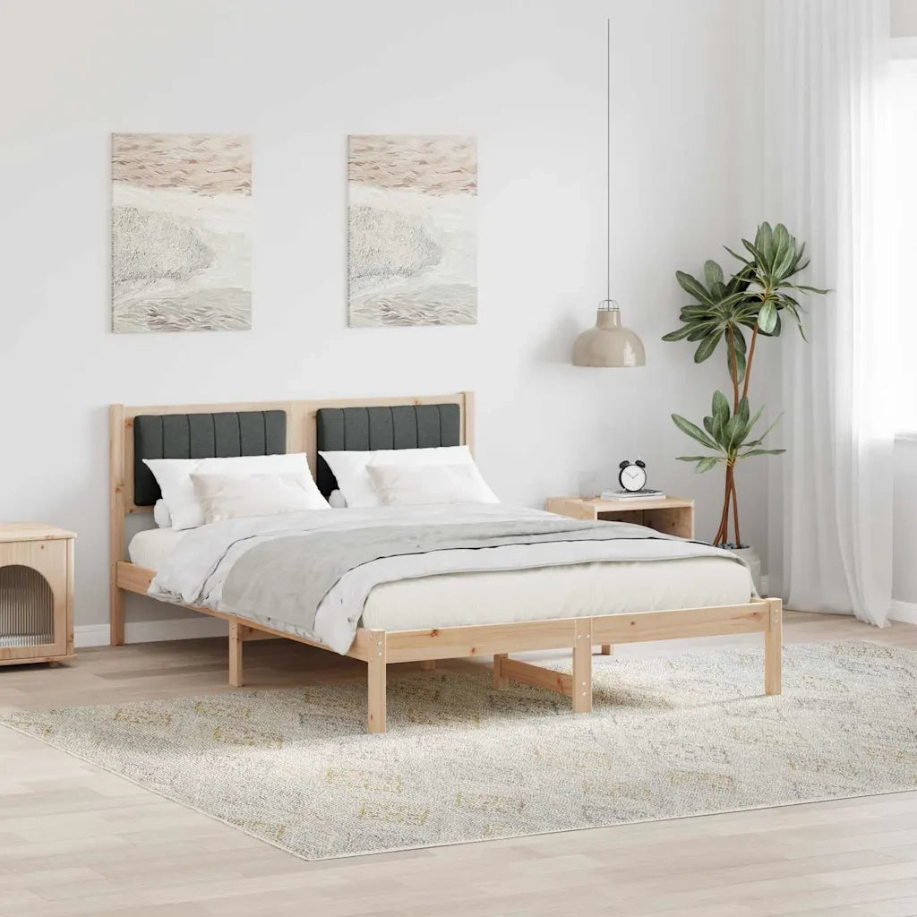 Letto con Testiera Rivestita Grigio scuro 140 x 190 cm