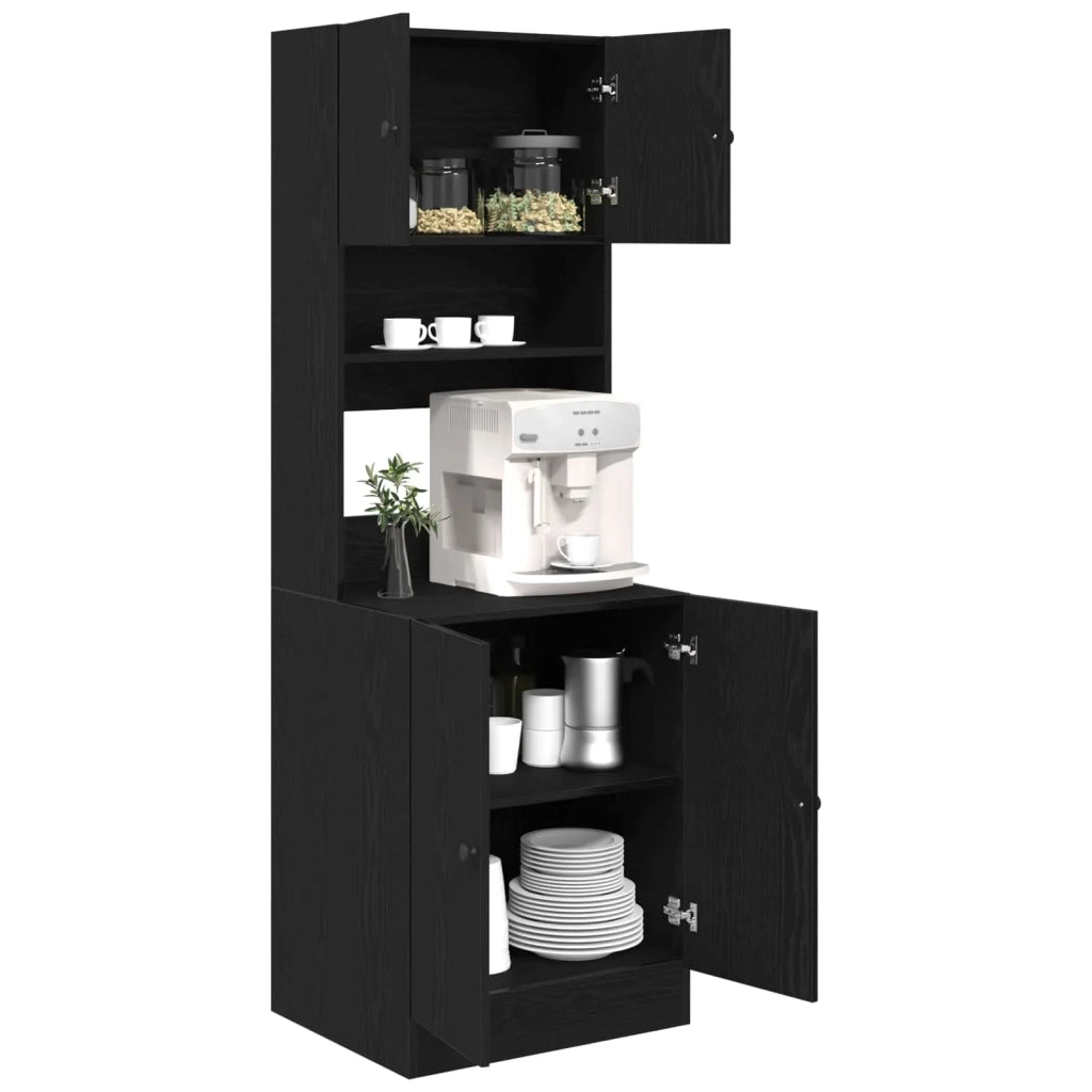 Credenza da cucina con porta 2 pz-Buffet-Armadio da cucina Rovere Nero 60 x 50 x 180 cm