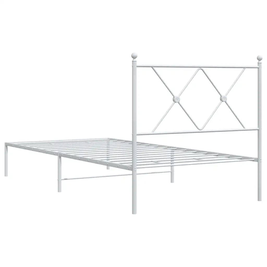 Giroletto con Testiera-Struttura Letto con testiera Metallo Bianco 90x190 cm 335915
