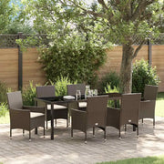 Set da Pranzo per Giardino con cuscino 7 pcs Marrone polyrattan 3379784
