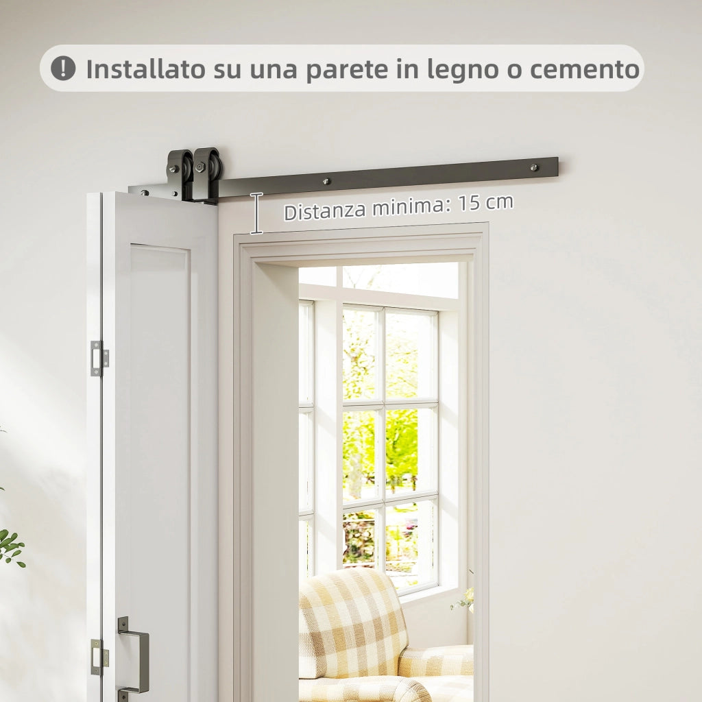 Porta Scorrevole a Libro Pieghevole a Portafoglio 70x210 cm con Superficie Verniciabile in MDF e Acciaio Bianco