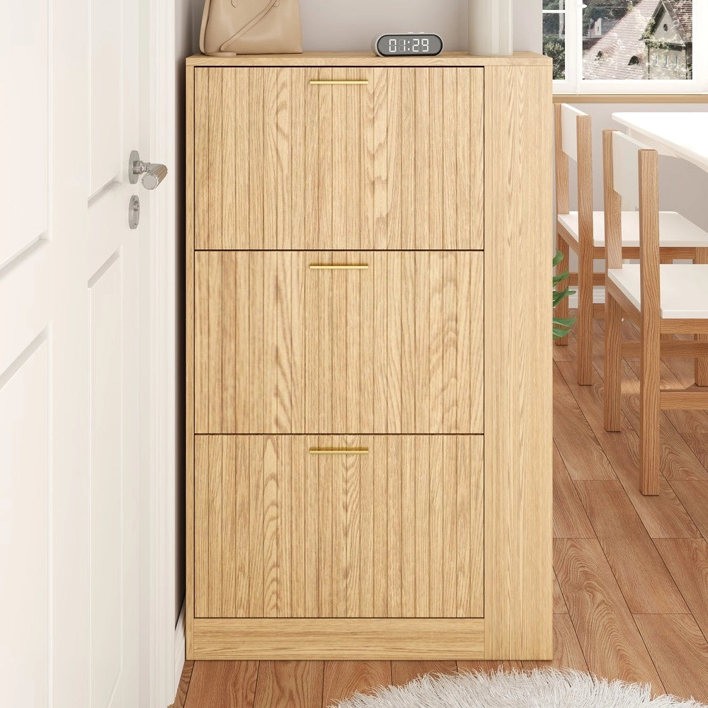 Scarpiera in Legno 3 Ante con Ripiani Aperti ¨C MINIMAL ¨C Bianco