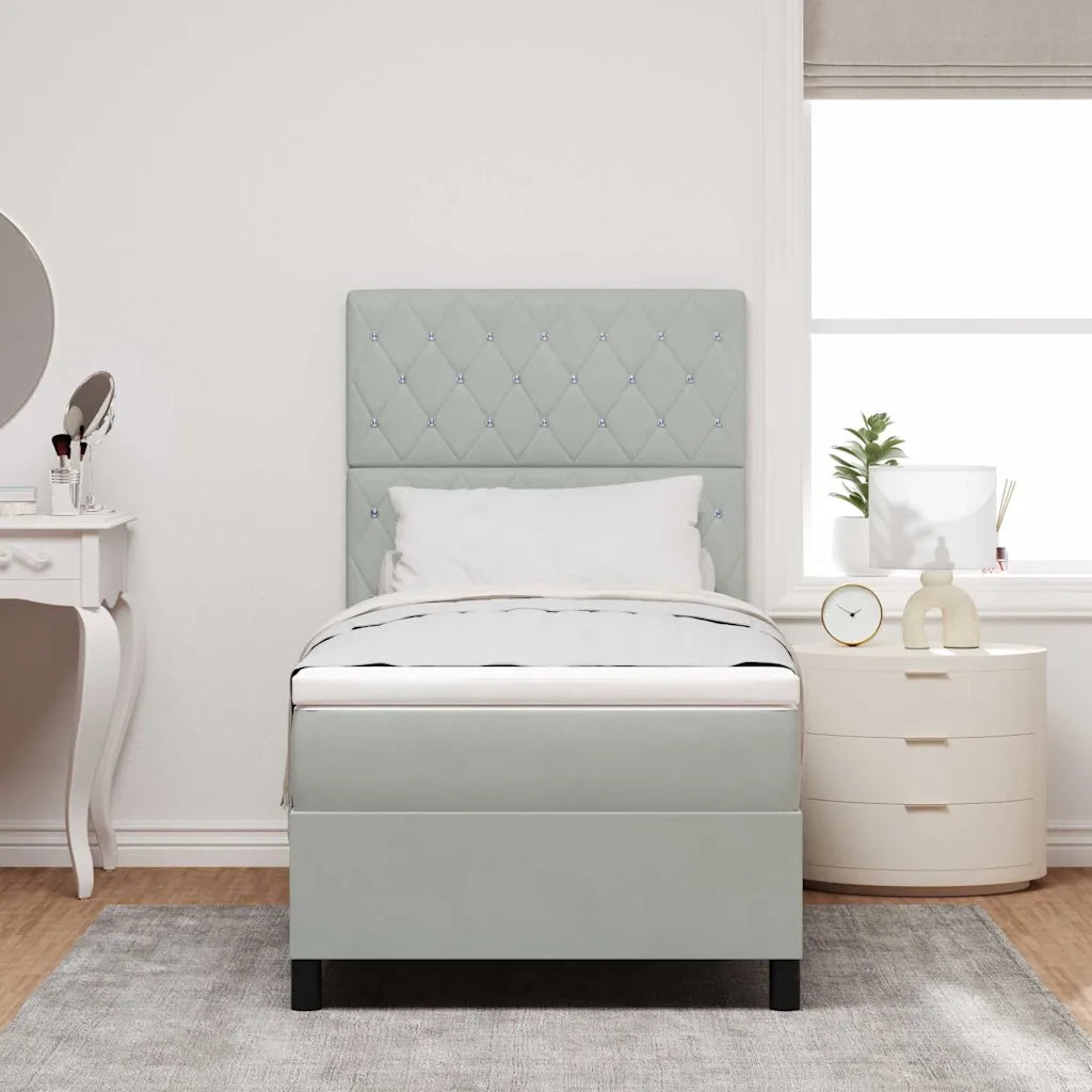 Letto a molle con materasso Grigio chiaro 90 x 200 cm Tessuto 3339740