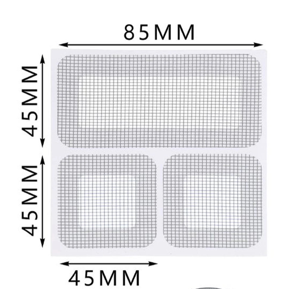 Trade Shop - Set 6 Toppe Adesive Rete Grigia Riparazione Fori Strappi Zanzariere 45x85mm/45x45mm 622157 -