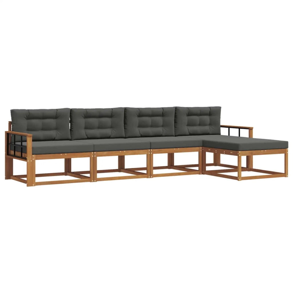 Set di divani da esterno con cuscino 5 pcs Naturale e Antracite