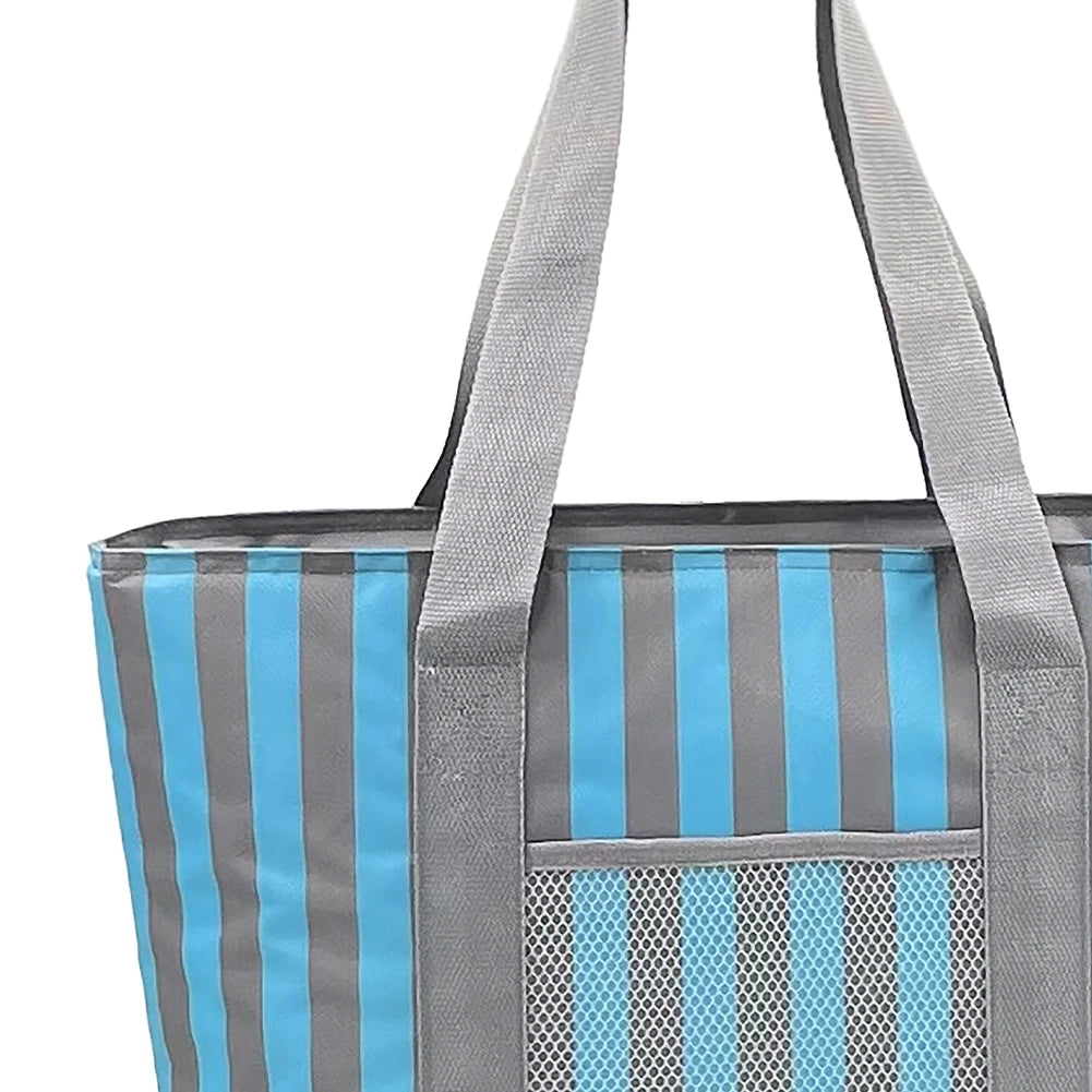 Borsa Frigo a Mano Capacità 17.5 L Borsetta Refrigerante a Strisce 42x15x36 cm