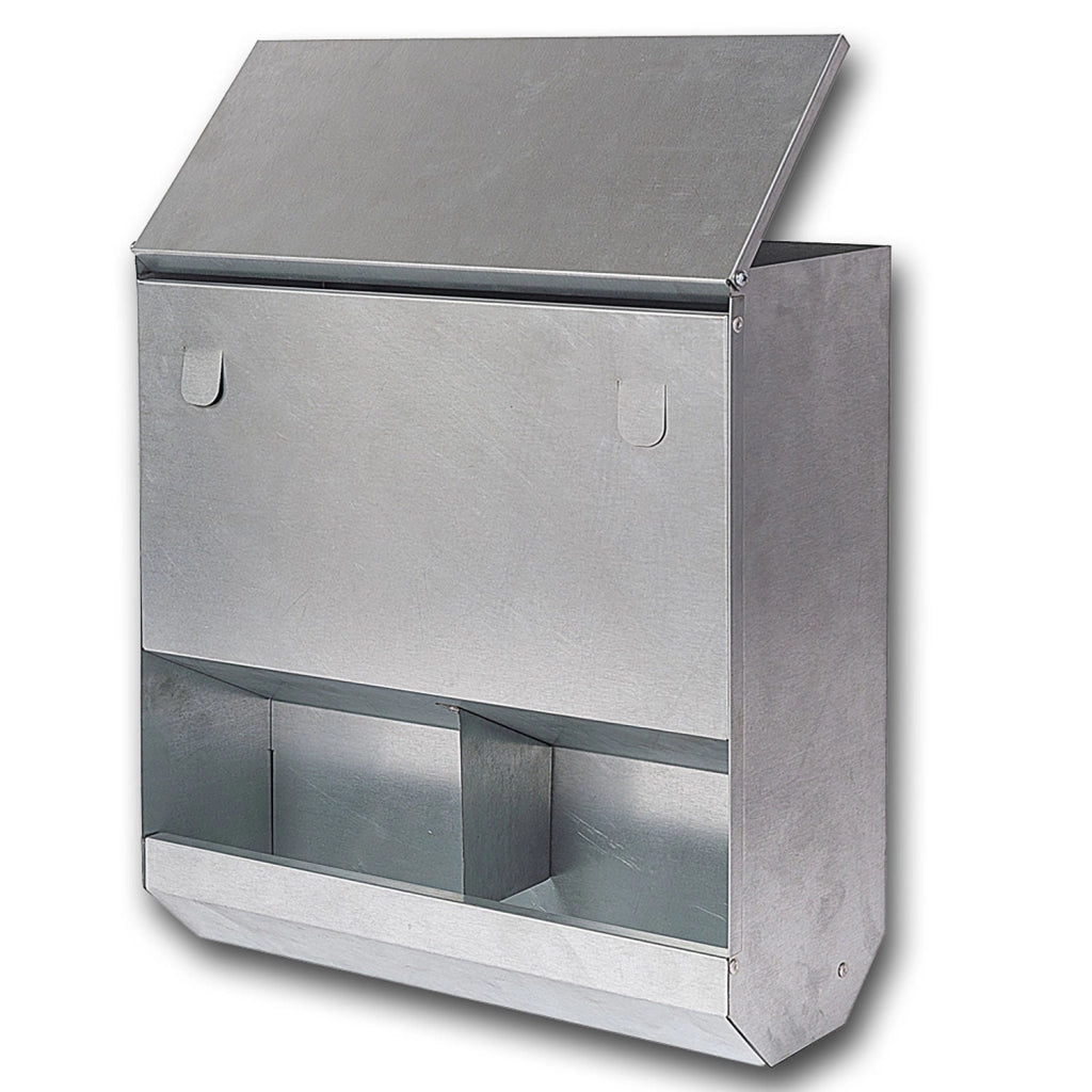 Mangiatoia per Galline 35x15x40 cm Capienza 8kg in Acciaio Zincato