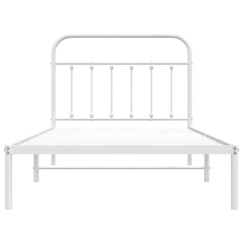 Giroletto con Testiera Metallo Bianco 100x200 cm