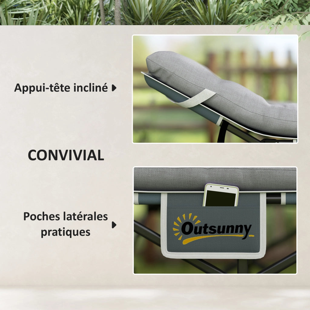 Letto da campeggio pieghevole con materasso ¨C zephmum ¨C grigio chiaro 185x68x37 cm