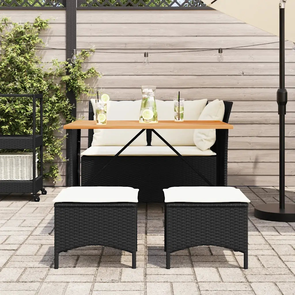 Set da Pranzo da Giardino 4 pz | Set Salotto da Giardino con Cuscini Nero in Polyrattan