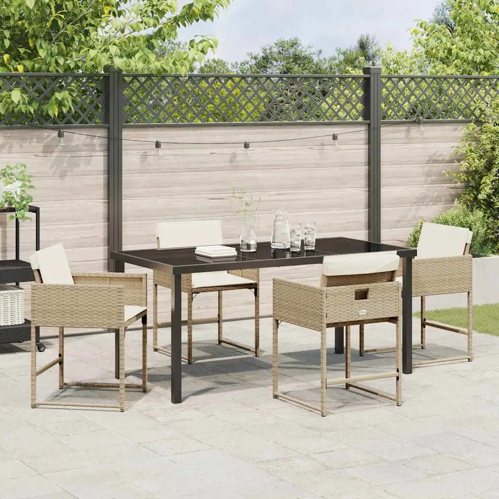 Set da Pranzo per Giardino 5 pcs Beige polyrattan