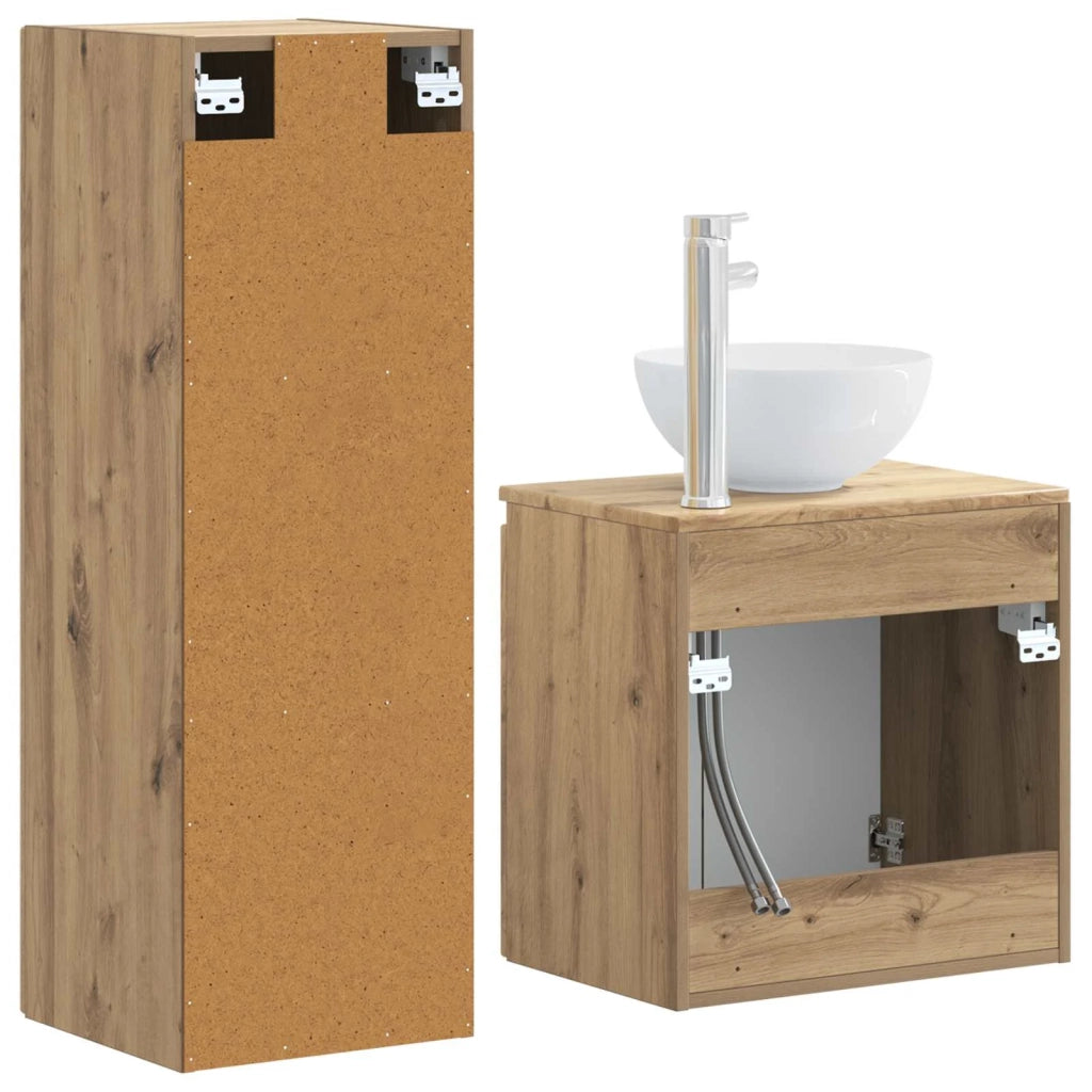 Set di mobili per il bagno 2 pz Rovere Artigianale 3406122