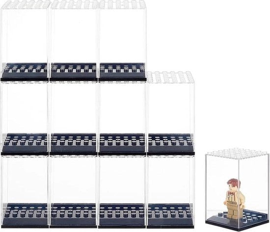 Cassettiere per Minifigure Miniature da 12 pezzi - Modello di Display Stacking - Blocchi di Costruzione Neri per il Deposito di Minifigure Regalo