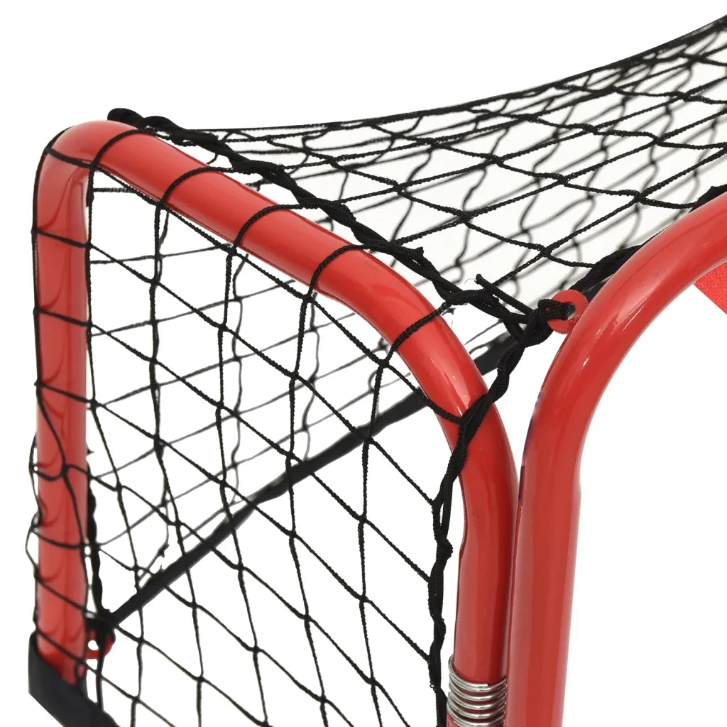Porta Hockey Rete Rossa e Nera 68x32x47 cm Acciaio e Poliestere CFW1086785