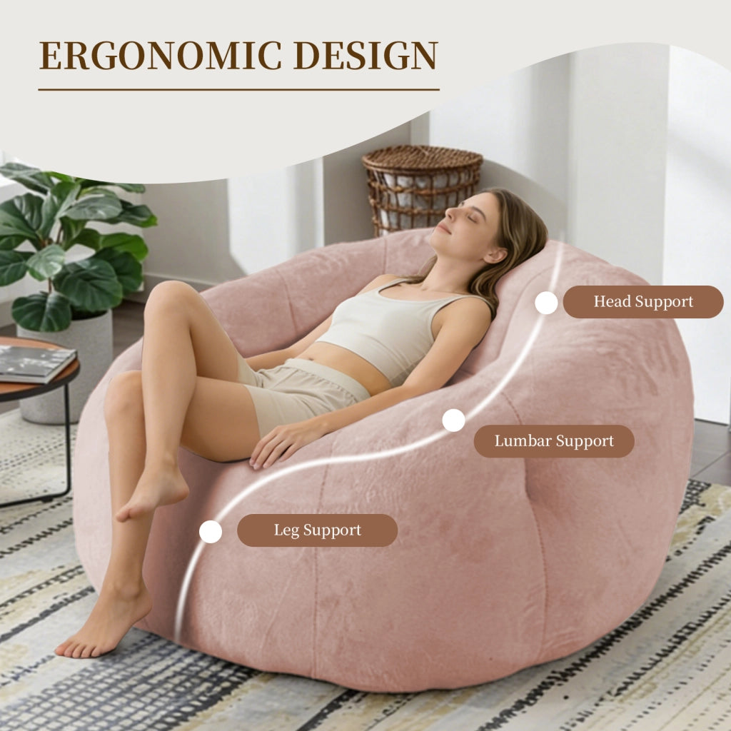 Poltrona pouf sacco in flanella con base stabile per relax quotidiano in soggiorno e camera da letto rosa