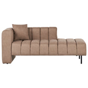 Chaise Lounge con Rivestimento in tessuto marrone Gambe nere Cuscino aggiuntivo lato sinistro Design moderno e glam