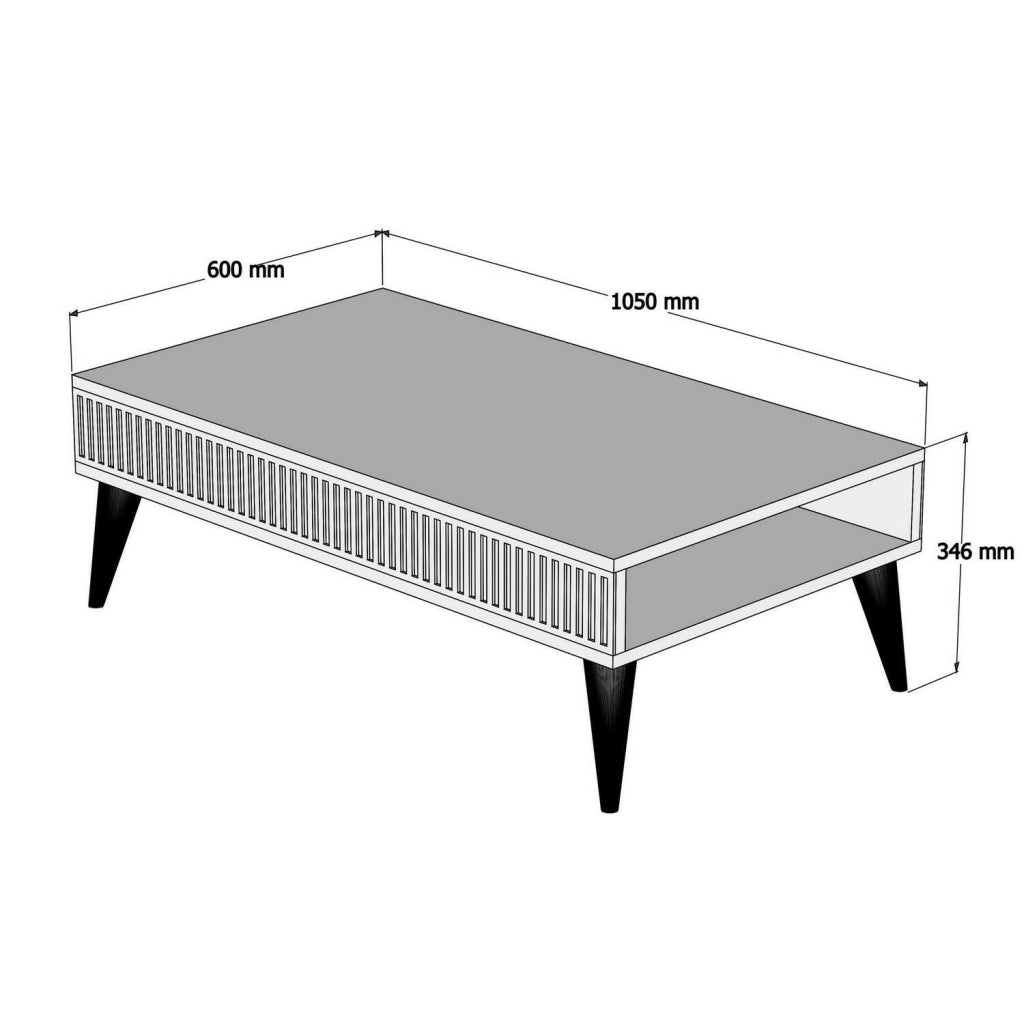 Canazei, Tavolino da Salotto un Vano, 60x105x34.6h cm Marrone Noce