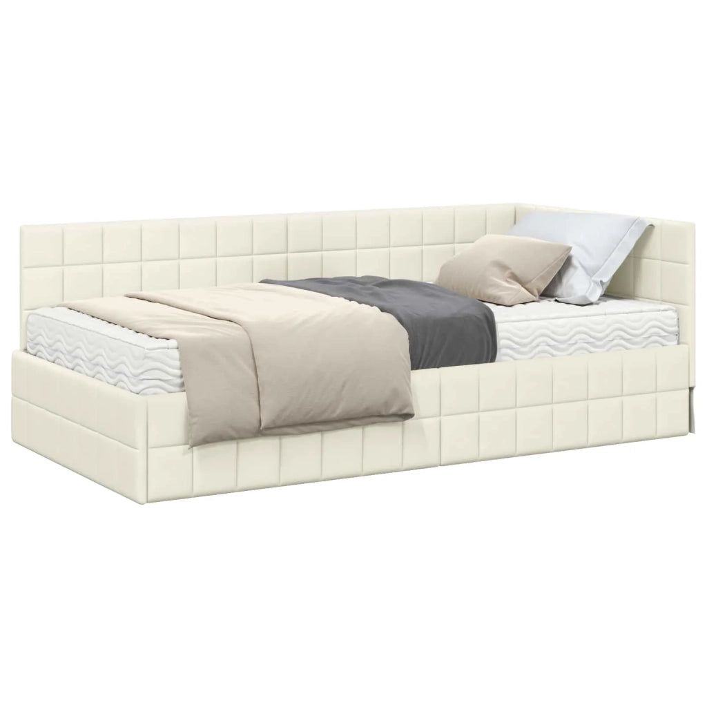 Struttura Letto Angolare con Materasso 2 pcs Crema Velluto 3393955
