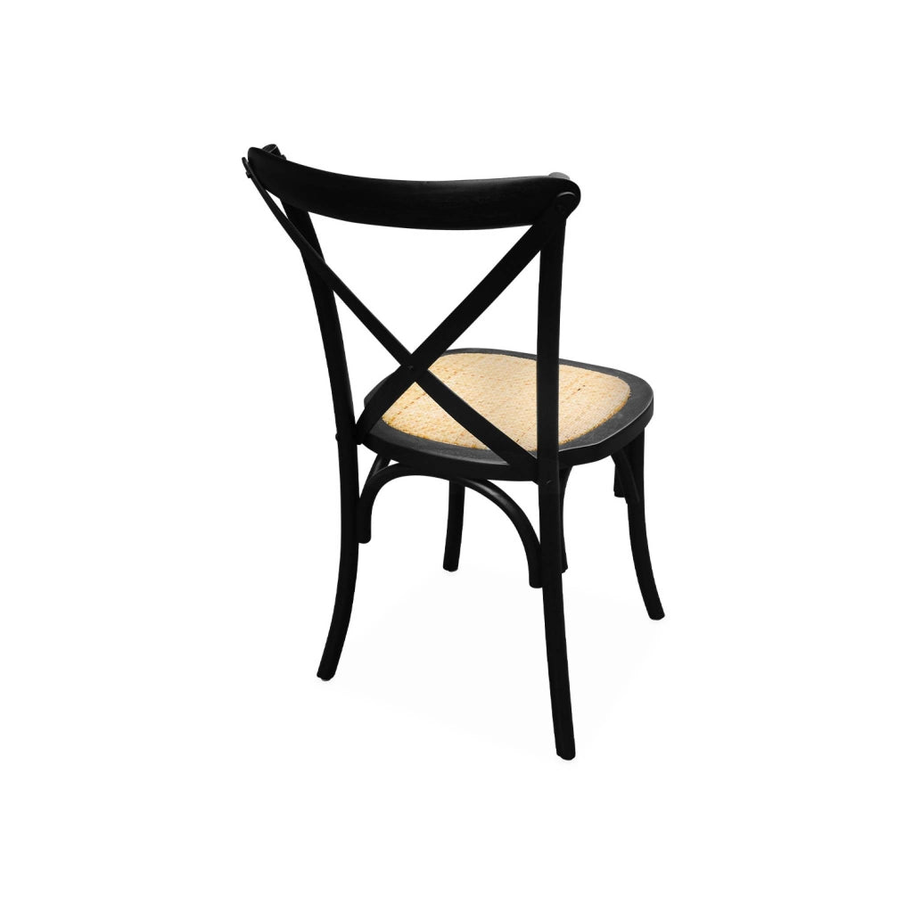 Set 4 sedie da bistrot vintage in legno, nero