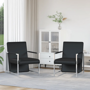 Poltrone 2 pz con Telaio Cromato Nere in Similpelle 270179