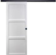 Porta Scorrevole Korya Bianca 3 Pannelli H204 x L83 + Binario in Alluminio Nero e 2 Gusci Neri